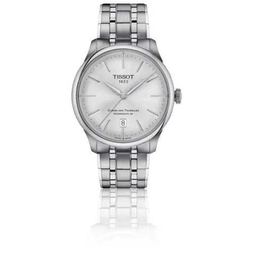 TISSOT T-CLASSIC CHEMIN DES TOURELLES POWERMATIC 80 CADRAN ARGENT BRACELET ACIER 39 MM