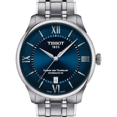 TISSOT T-CLASSIC CHEMIN DES TOURELLES POWERMATIC 80 CADRAN BLEU BRACELET ACIER 39 MM