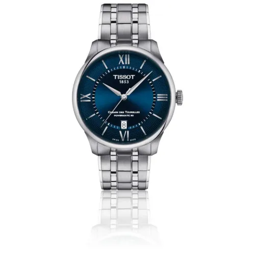 TISSOT T-CLASSIC CHEMIN DES TOURELLES POWERMATIC 80 CADRAN BLEU BRACELET ACIER 39 MM