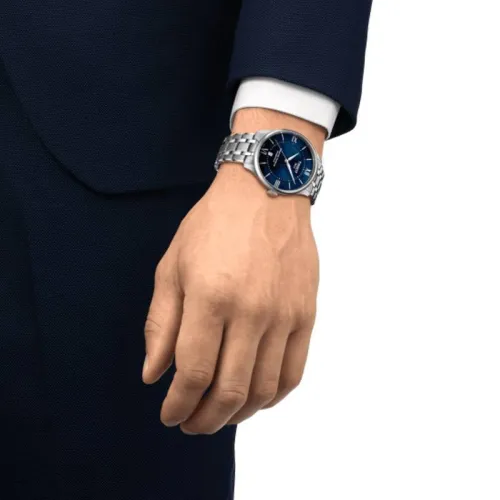 TISSOT T-CLASSIC CHEMIN DES TOURELLES POWERMATIC 80 CADRAN BLEU BRACELET ACIER 39 MM