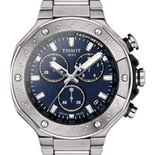 TISSOT T-SPORT T-RACE CHRONOGRAPHE QUARTZ CADRAN BLEU BRACELET ACIER 45 MM