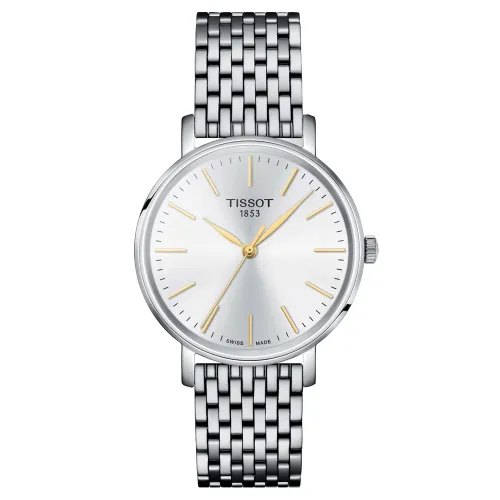 TISSOT T-CLASSIC EVERYTIME LADY QUARTZ CADRAN ARGENTÉ BRACELET ACIER 34 MM