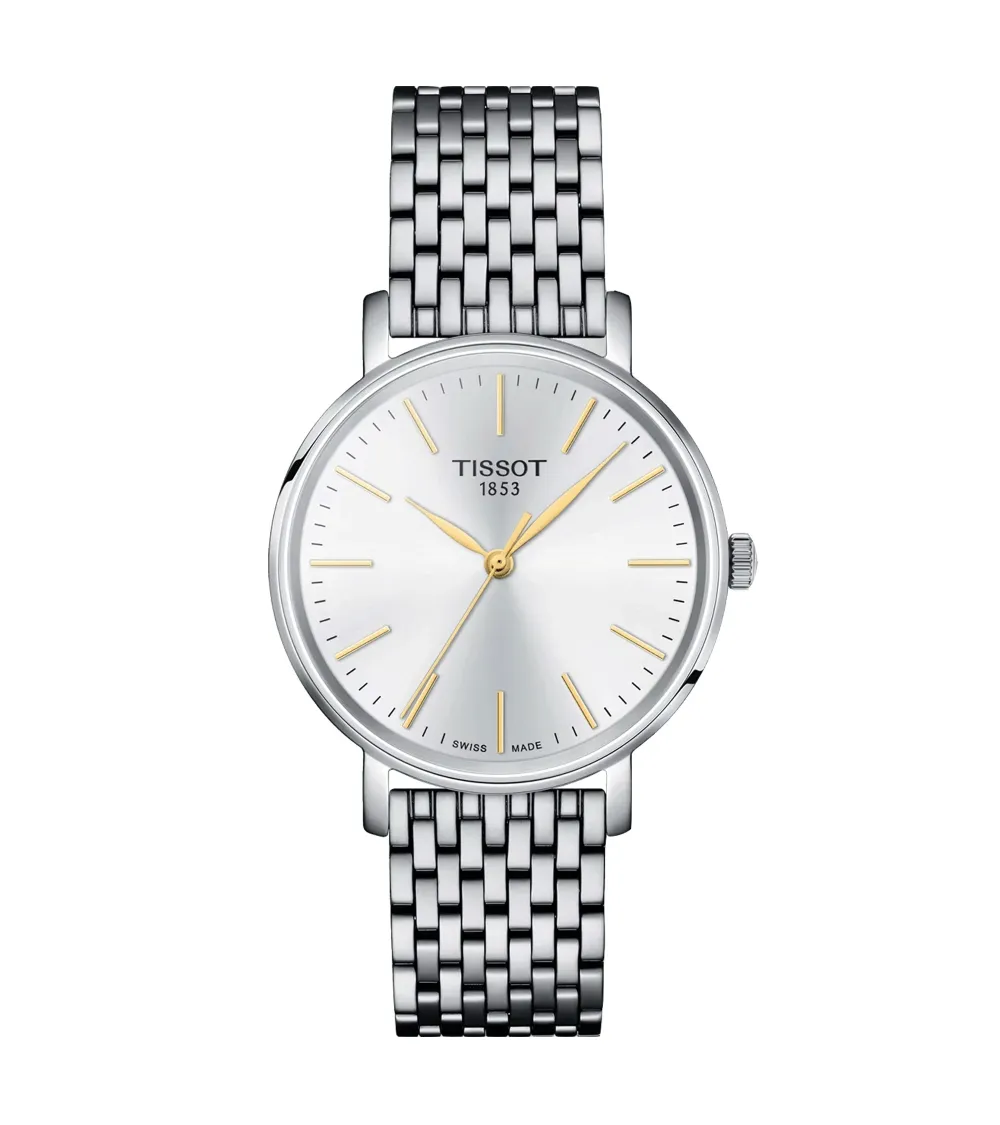 TISSOT T-CLASSIC EVERYTIME LADY QUARTZ CADRAN ARGENTÉ BRACELET ACIER 34 MM