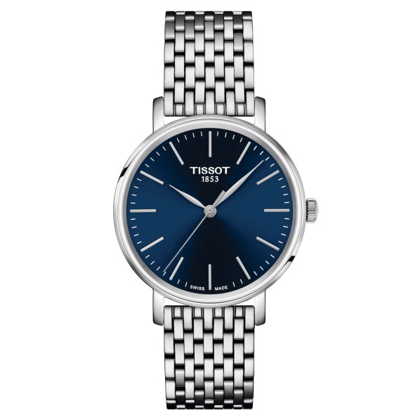 TISSOT T-CLASSIC EVERYTIME LADY QUARTZ CADRAN BLEU BRACELET ACIER 34 MM