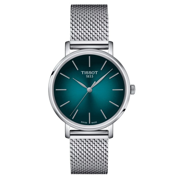 TISSOT T-CLASSIC EVERYTIME LADY QUARTZ CADRAN VERT DEGRADÉ BRACELET ACIER 34 MM