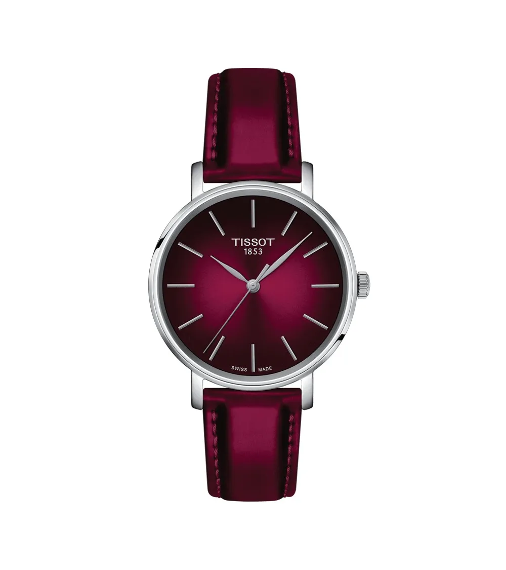 TISSOT T-CLASSIC EVERYTIME LADY QUARTZ CADRAN ROSE BRACELET CUIR ROSE 34 MM