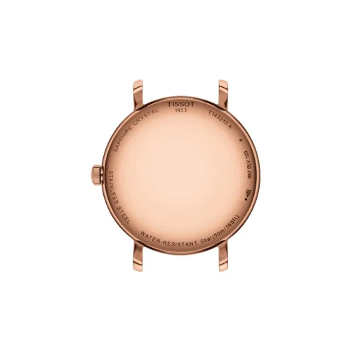 TISSOT T-CLASSIC EVERYTIME LADY QUARTZ PVD OR ROSE  CADRAN BLANC BRACELET CUIR BEIGE 34 MM