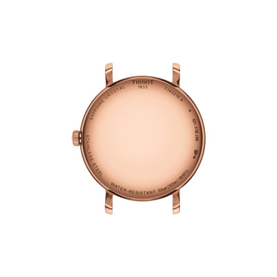 TISSOT T-CLASSIC EVERYTIME LADY QUARTZ PVD OR ROSE  CADRAN BLANC BRACELET CUIR BEIGE 34 MM