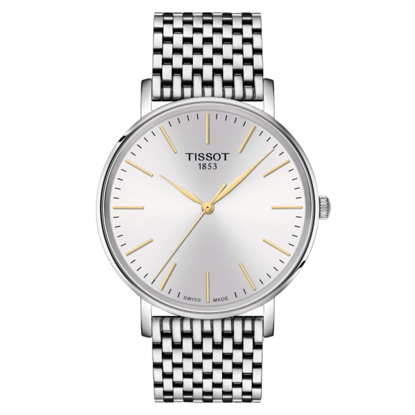 TISSOT T-CLASSIC EVERYTIME LADY QUARTZ CADRAN ARGENTÉ BRACELET ACIER  40 MM