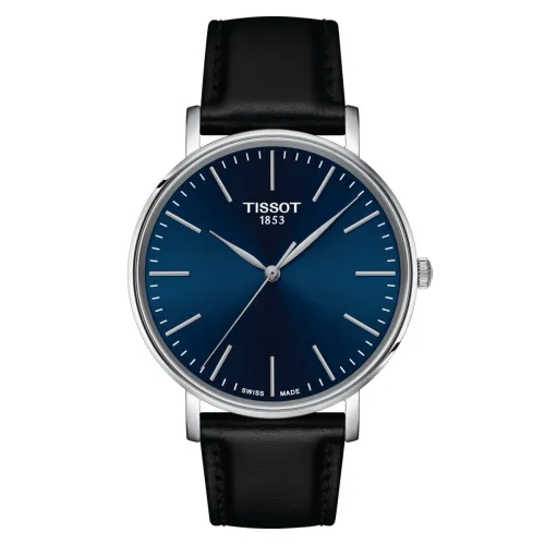 TISSOT T-CLASSIC EVERYTIME LADY QUARTZ CADRAN BLEU BRACELET CUIR 40 MM