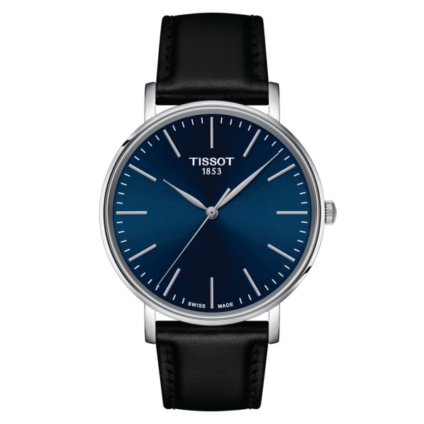 TISSOT T-CLASSIC EVERYTIME LADY QUARTZ CADRAN BLEU BRACELET CUIR 40 MM