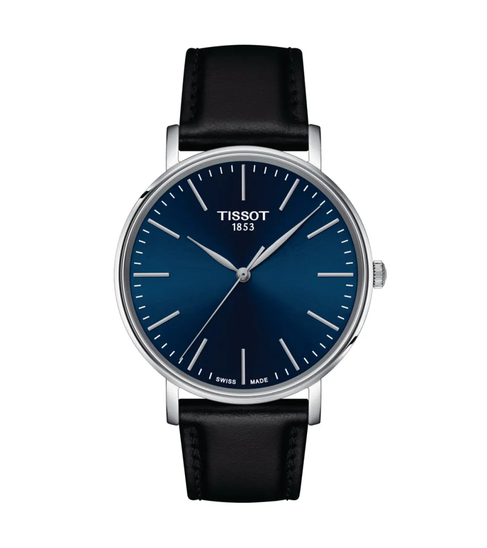 TISSOT T-CLASSIC EVERYTIME LADY QUARTZ CADRAN BLEU BRACELET CUIR 40 MM