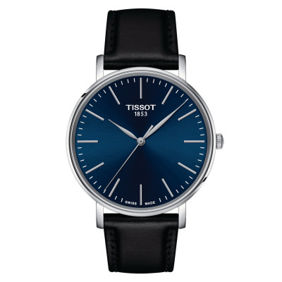 TISSOT T-CLASSIC EVERYTIME LADY QUARTZ CADRAN BLEU BRACELET CUIR 40 MM