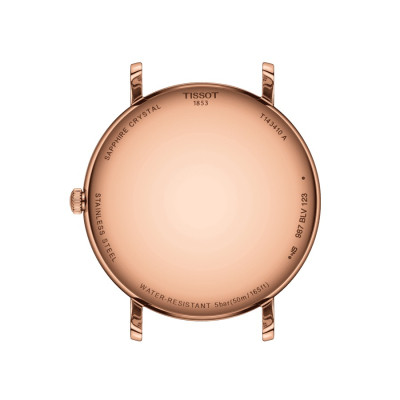 TISSOT T-CLASSIC EVERYTIME  QUARTZ PVD OR ROSE CADRAN BLANC  BRACELET CUIR MARRON 40 MM