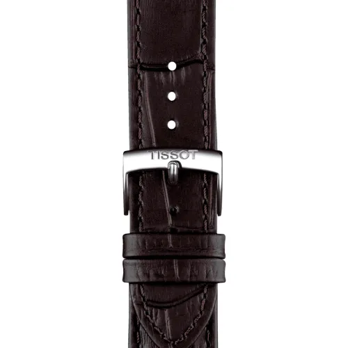 TISSOT T-CLASSIC PR100 QUARTZ CADRAN ARGENTÉ BRACELET CUIR BRUN 40 MM