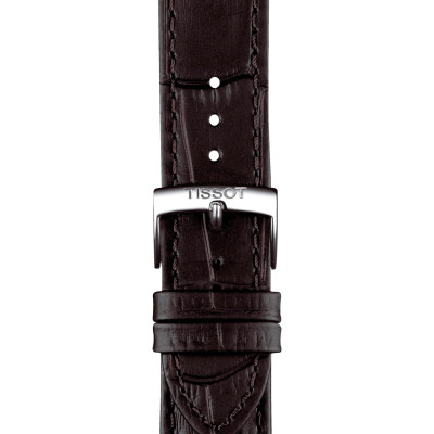 TISSOT T-CLASSIC PR100 QUARTZ CADRAN ARGENTÉ BRACELET CUIR BRUN 40 MM