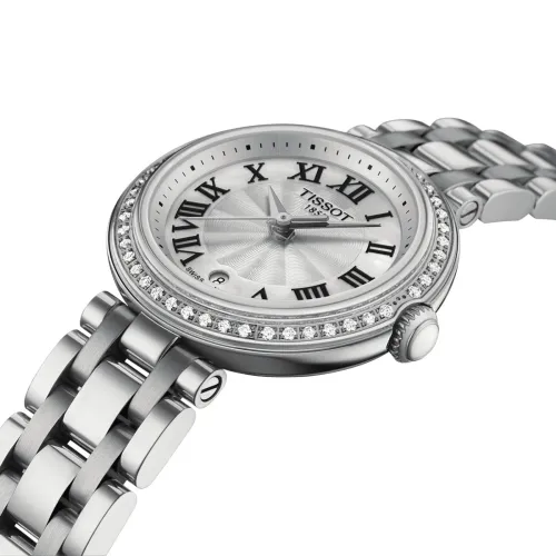 TISSOT BELLISSIMA AUTOMATIQUE CADRAN NACRE 47 DIAMANTS BRACELET ACIER 26 MM