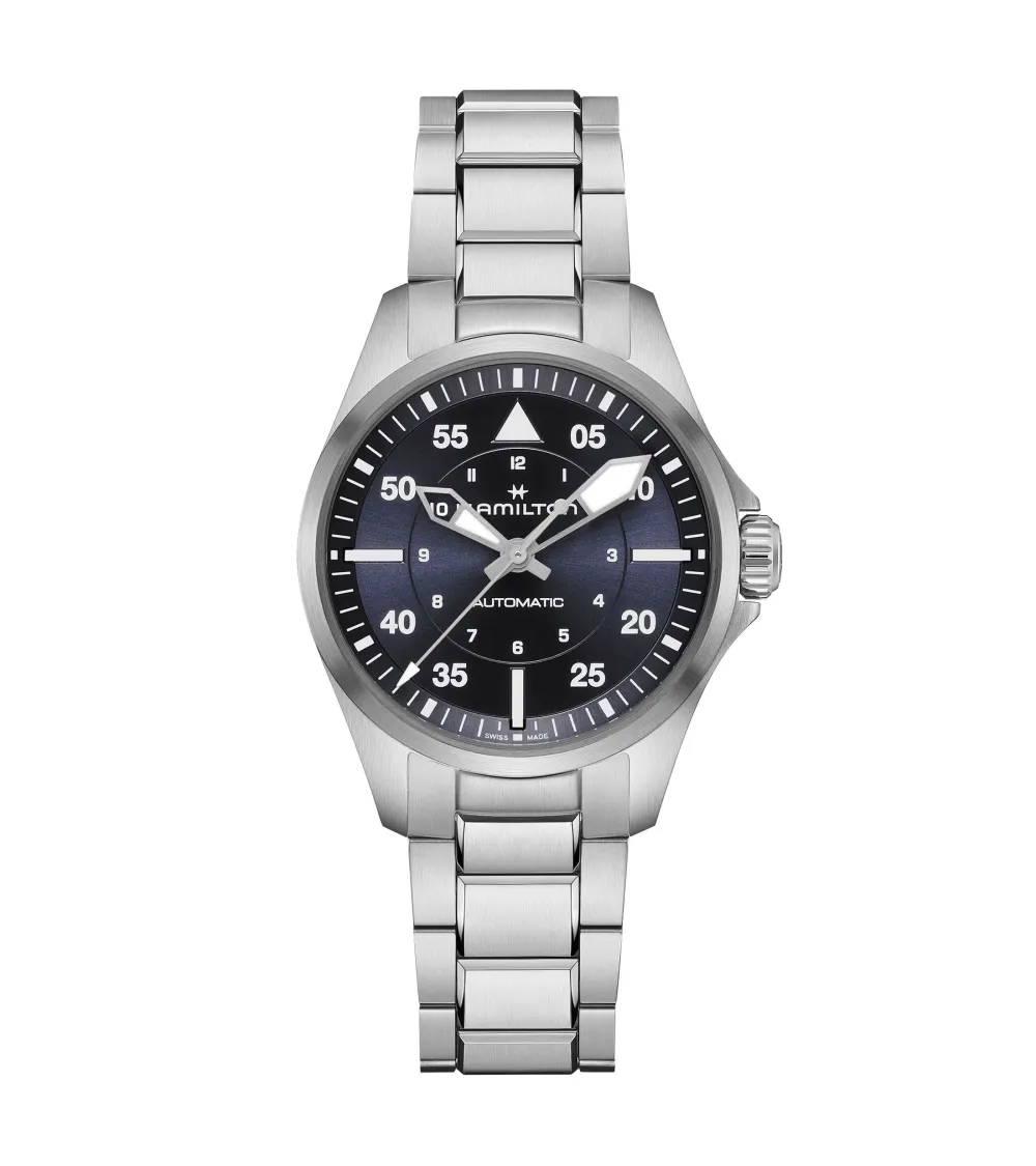 HAMILTON KHAKI FIELD EXPEDITION AUTO 37 MM CADRAN BLEU BRACELET MÉTAL