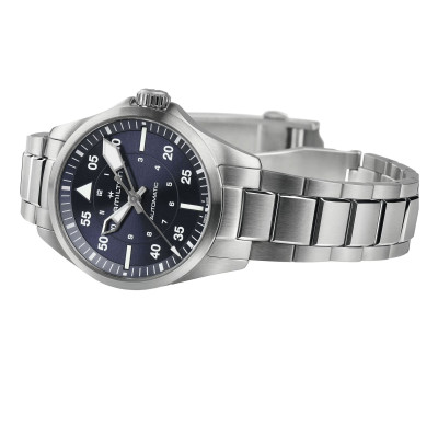 HAMILTON KHAKI FIELD EXPEDITION AUTO 37 MM CADRAN BLEU BRACELET MÉTAL