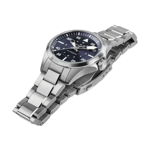 HAMILTON KHAKI FIELD EXPEDITION AUTO 37 MM CADRAN BLEU BRACELET MÉTAL