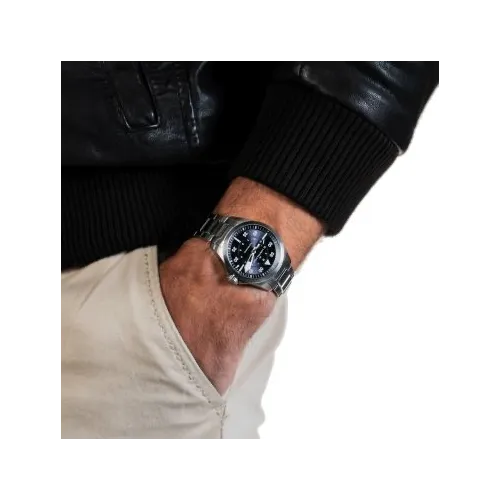 HAMILTON KHAKI FIELD EXPEDITION AUTO 37 MM CADRAN BLEU BRACELET MÉTAL