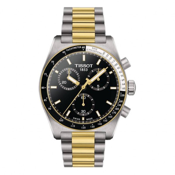 TISSOT PR 516 CHRONOGRAPHE QUARTZ 40 MM ACIER ET PVD OR JAUNE