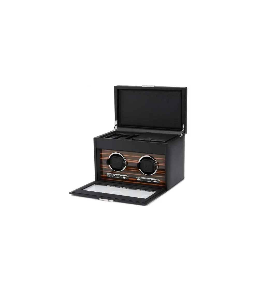 WOLF REMONTOIRS POUR 2 MONTRES AUTOMATIQUES CUIR VÉGANE NOIR