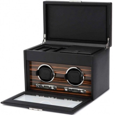 WOLF REMONTOIRS POUR 2 MONTRES AUTOMATIQUES CUIR VÉGANE NOIR