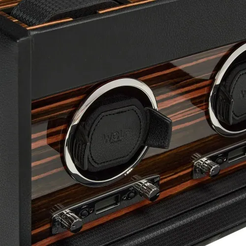 WOLF REMONTOIRS POUR 2 MONTRES AUTOMATIQUES CUIR VÉGANE NOIR