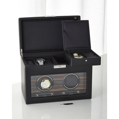WOLF REMONTOIRS POUR 2 MONTRES AUTOMATIQUES CUIR VÉGANE NOIR