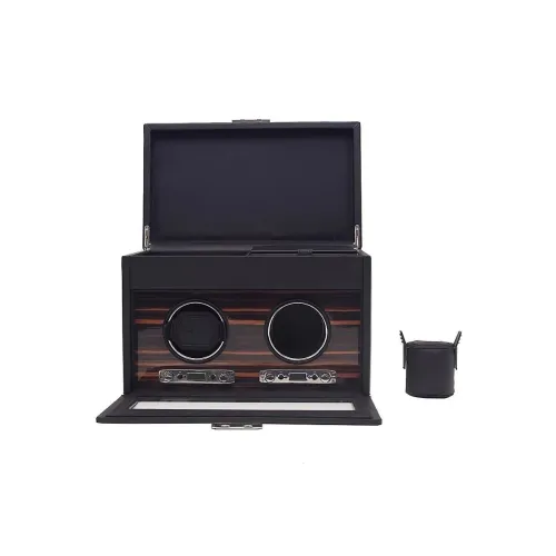 WOLF REMONTOIRS POUR 2 MONTRES AUTOMATIQUES CUIR VÉGANE NOIR