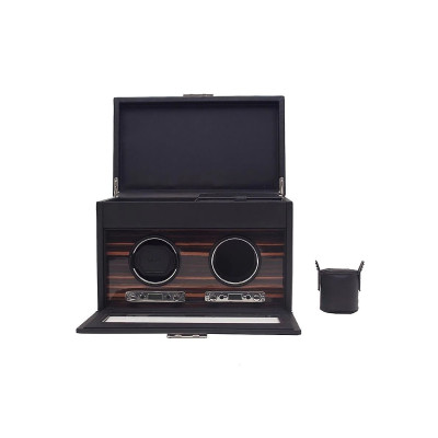 WOLF REMONTOIRS POUR 2 MONTRES AUTOMATIQUES CUIR VÉGANE NOIR