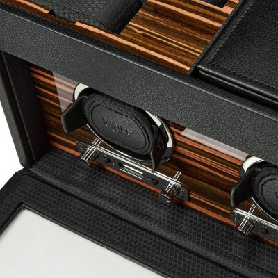 WOLF REMONTOIRS POUR 2 MONTRES AUTOMATIQUES CUIR VÉGANE NOIR