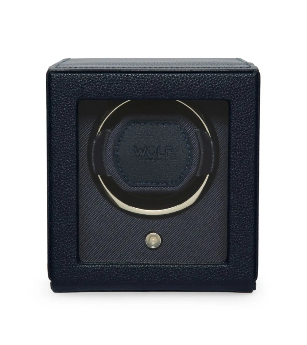 WOLF REMONTOIR POUR MONTRE AUTOMATIQUE CUIR  BLEU MARINE