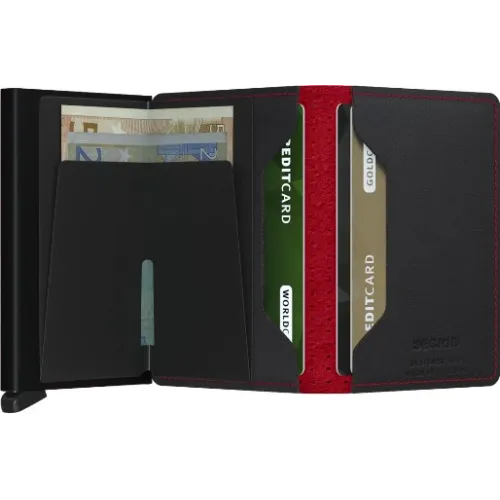 SECRID SLIMWALLET PERFORATED BLACK RED
