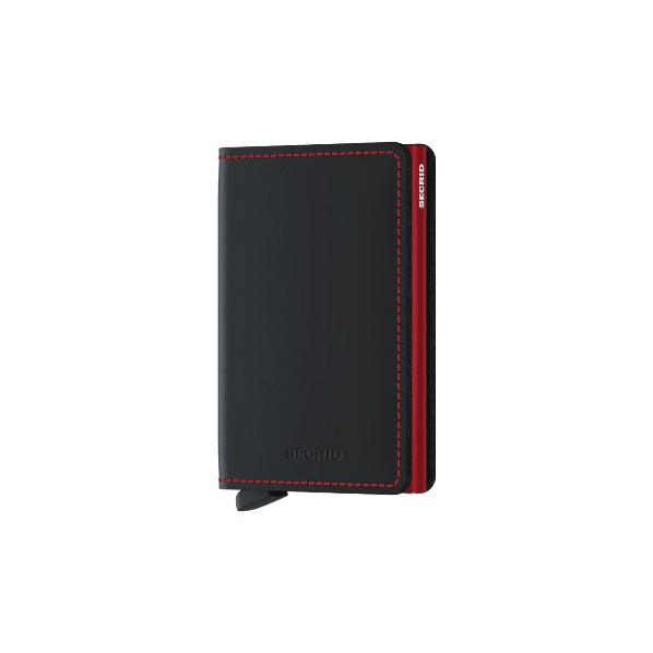 SECRID SLIMWALLET MAT NOIR SURPIQUÉ ROUGE