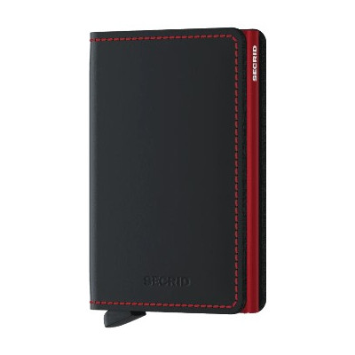 SECRID SLIMWALLET MAT NOIR SURPIQUÉ ROUGE