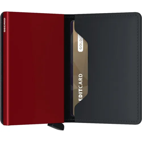 SECRID SLIMWALLET MAT NOIR SURPIQUÉ ROUGE