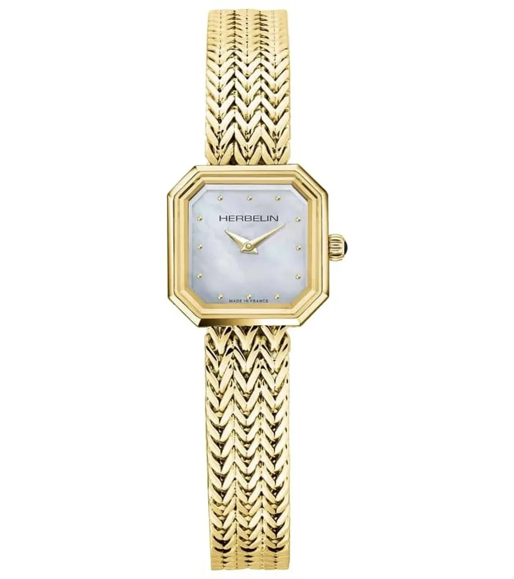 Photo montrant l'intégralité de la montre Montre Herbelin Octogône – Quartz – Doré & Nacre