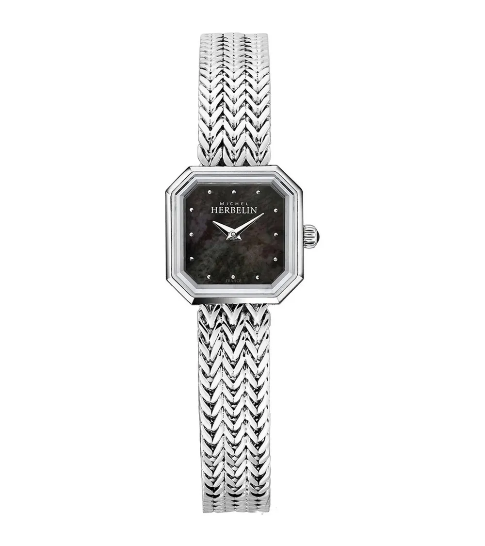 Photo montrant l'intégralité de la Montre Herbelin Octogône – Quartz Carré – Acier & Nacre Noire