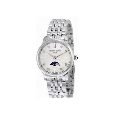 Frédérique constant montre femme extra-plate phase de lune quartz 