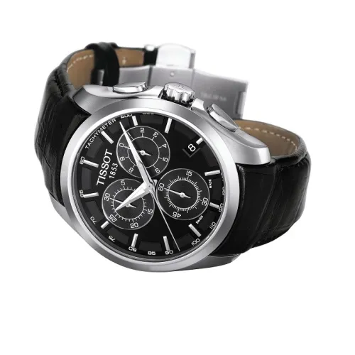 Tissot quartz homme Couturier chronographe acier bracelet cuir 