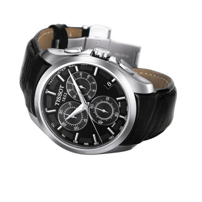 Tissot quartz homme Couturier chronographe acier bracelet cuir 