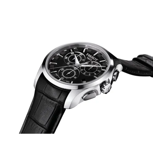 Tissot quartz homme Couturier chronographe acier bracelet cuir 