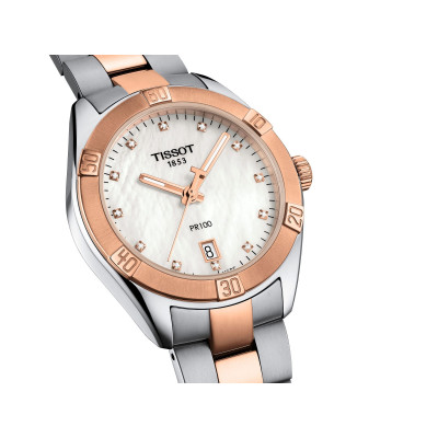 TISSOT PR 100 SPORT CHIC DAME 36MM BRACELET ACIER