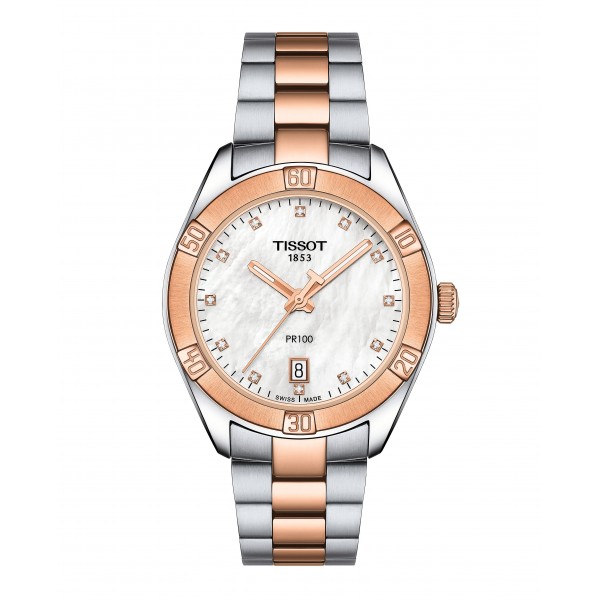 TISSOT PR 100 SPORT CHIC DAME 36MM BRACELET ACIER