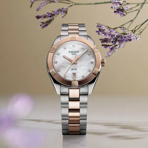 TISSOT PR 100 SPORT CHIC DAME 36MM BRACELET ACIER