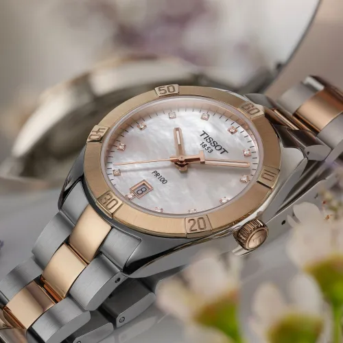 TISSOT PR 100 SPORT CHIC DAME 36MM BRACELET ACIER