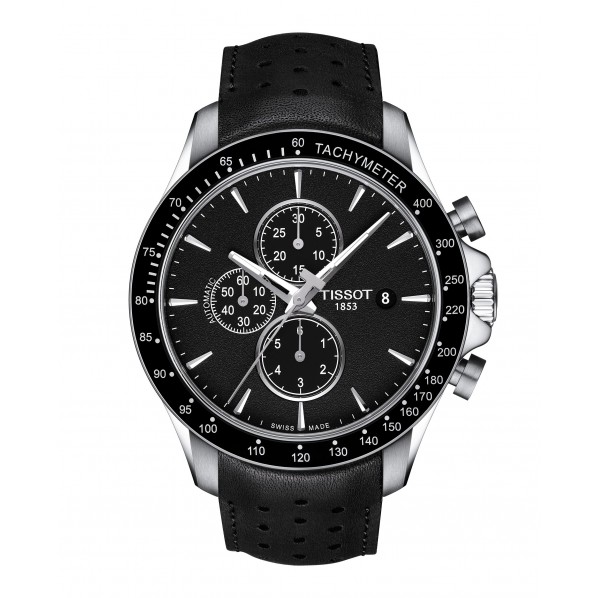 MONTRE TISSOT V8 AUTO CHRONO FOND NOIR BRACELET NOIR