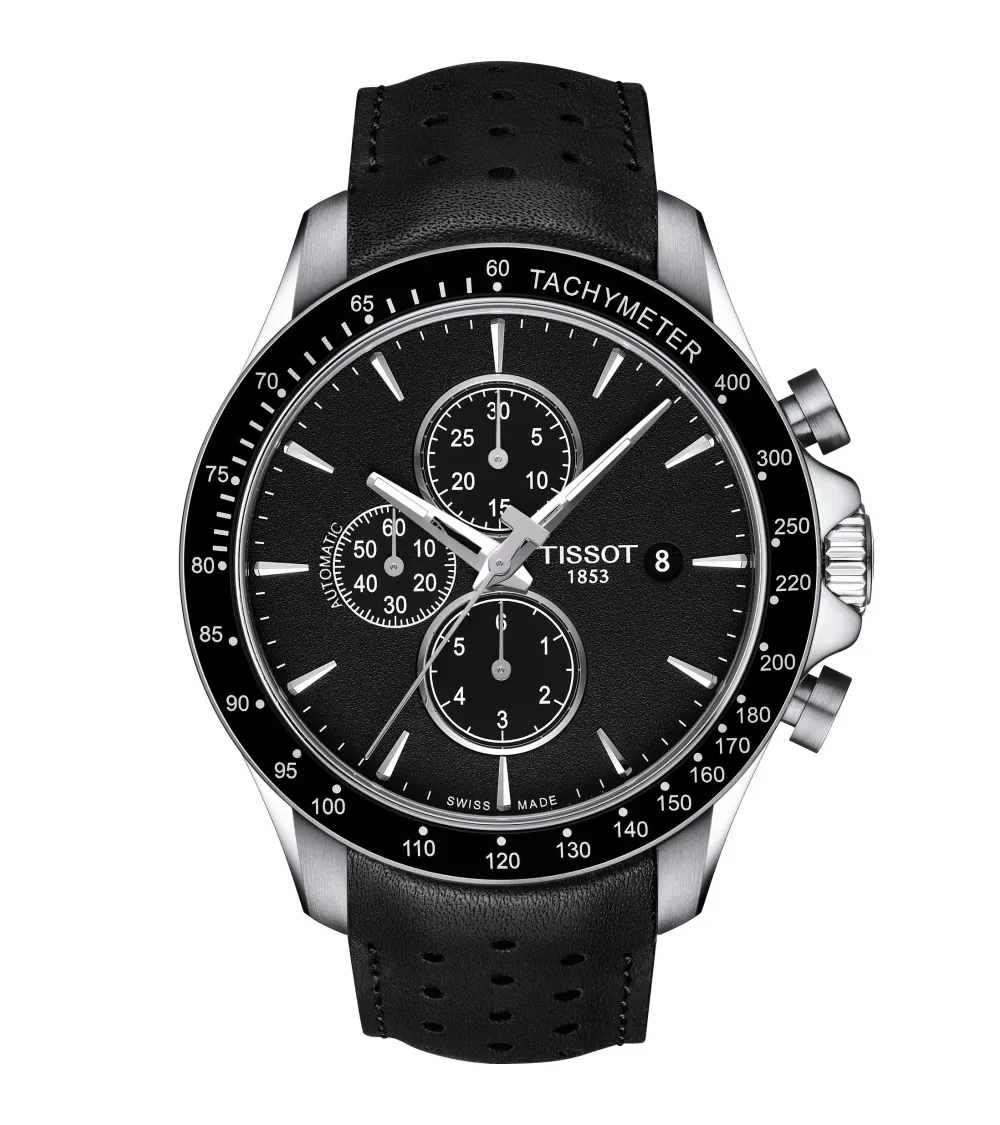 MONTRE TISSOT V8 AUTO CHRONO FOND NOIR BRACELET NOIR